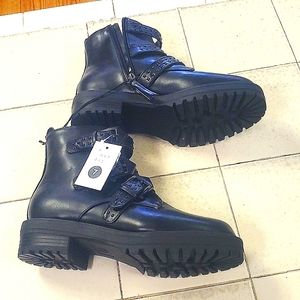 A New Day Black Ankle Buckle Boots size 7 Edgy